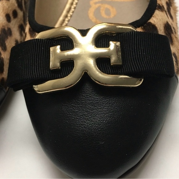 Sam Edelman Round Toe Ballet Flats Size 9 Leopard Print Cow Hair Brown Slip On - Picture 3 of 6